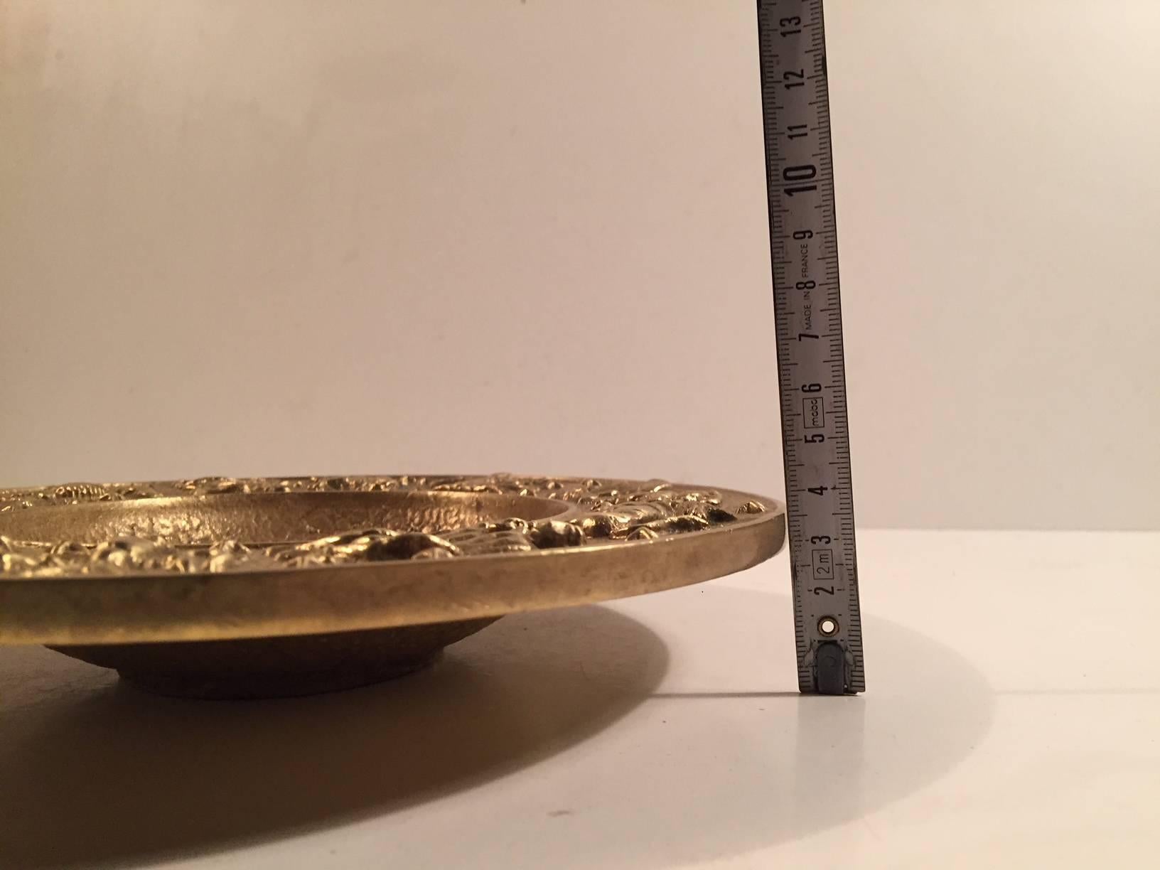 Vintage Danish Zodiac Bronze Bowl with Moon Texturing from Nordisk Malm, 1940s 1