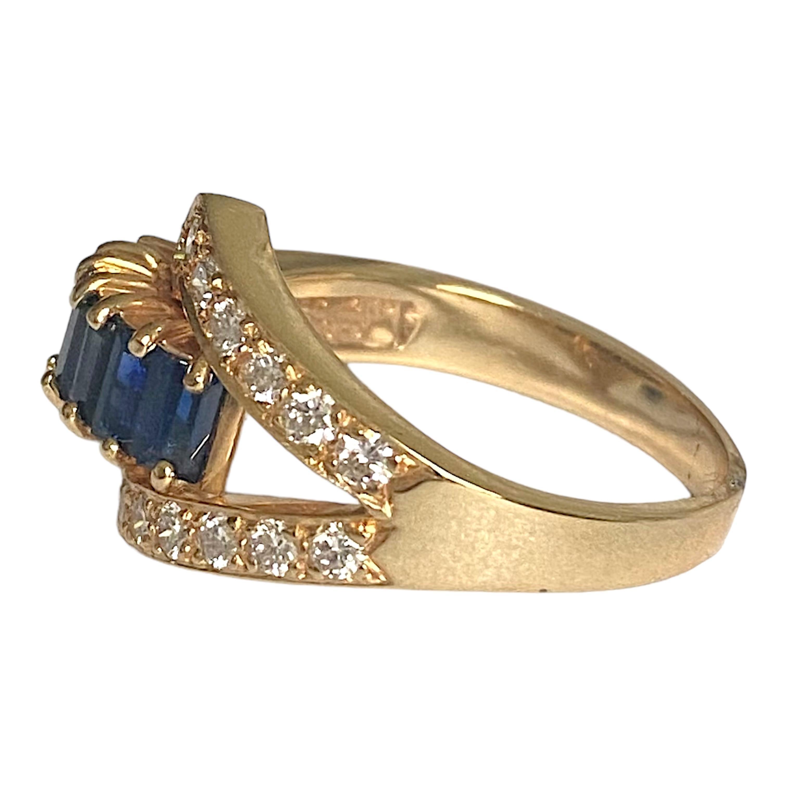 Vintage DANKNER 14K Sapphire & Diamond Buckle Ring In Good Condition For Sale In Henderson, NV