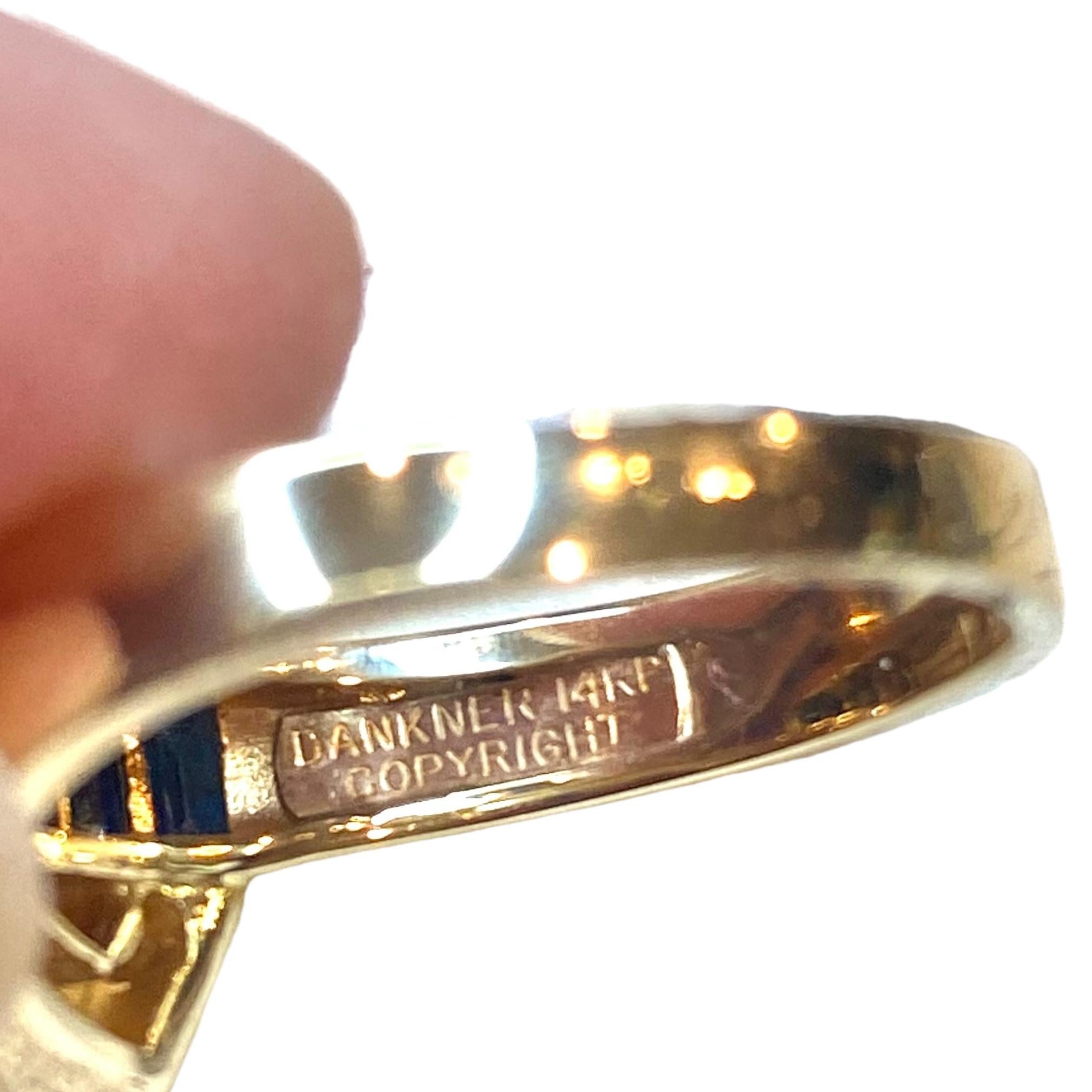 Women's Vintage DANKNER 14K Sapphire & Diamond Buckle Ring For Sale