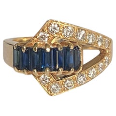 Vintage DANKNER 14K Saphir & Diamant Schnalle-Ring