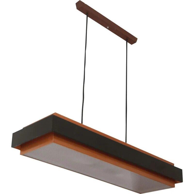 Vintage Dano Rectangular Pendant Lamp by Jo Hammerborg, Denmark ca. 1960 5