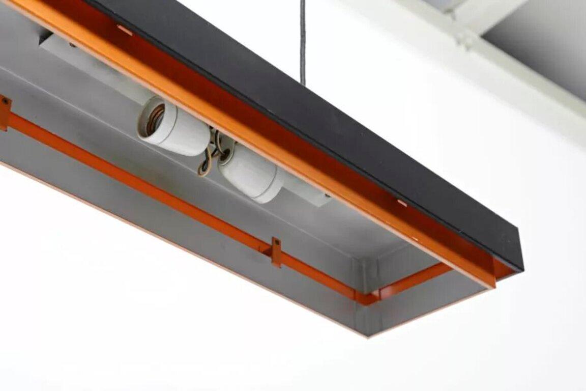 Aluminum Vintage Dano Rectangular Pendant Lamp by Jo Hammerborg, Denmark ca. 1960