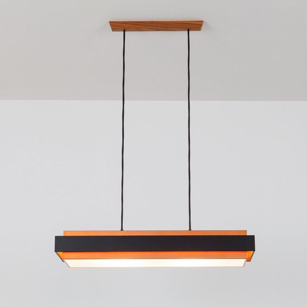Vintage Dano Rectangular Pendant Lamp by Jo Hammerborg, Denmark ca. 1960 2
