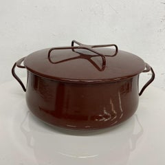 Vintage Dansk Brown Enamelware Casserole Covered Pot Trivet Top IHQ France 1956