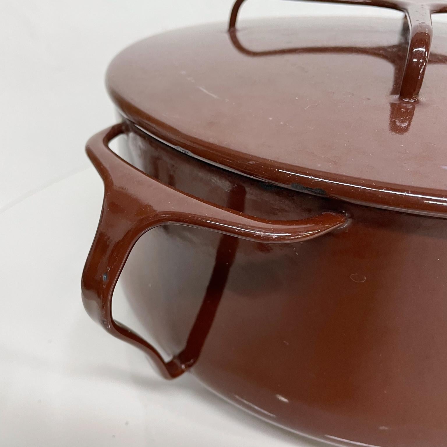 Mid-Century Modern Vintage Dansk Brown Enamelware Casserole Covered Pot Trivet Top IHQ France 1956