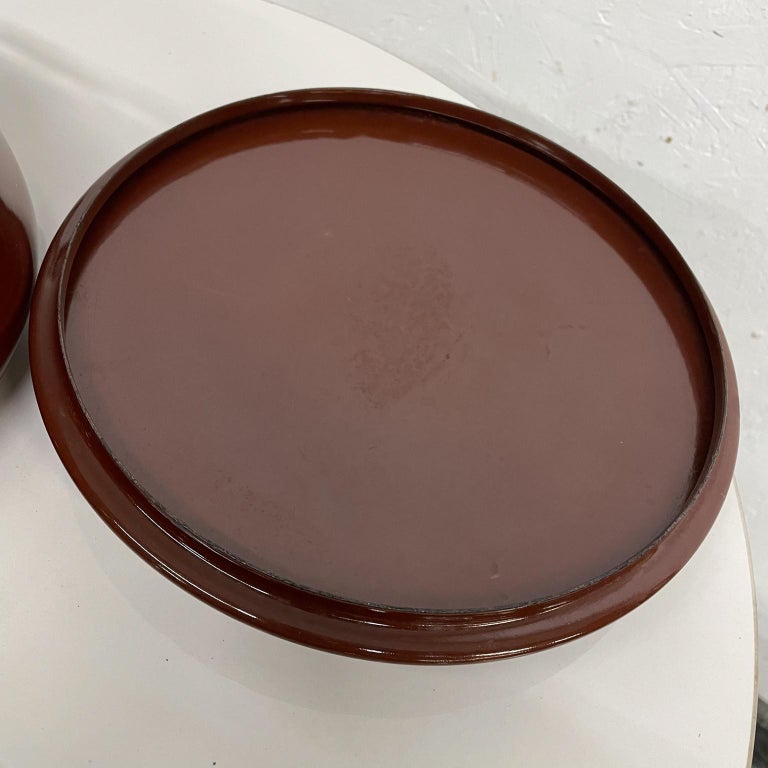 Vintage Dansk Brown Enamelware Casserole Covered Pot Trivet Top