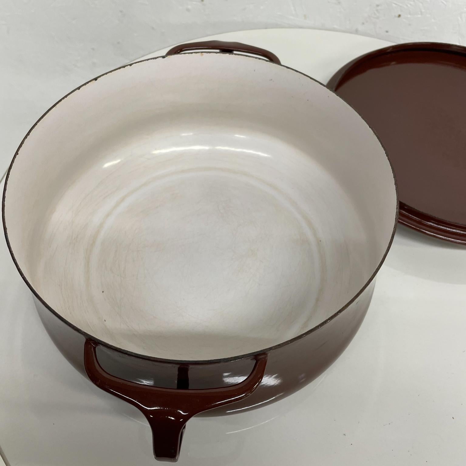 Vintage Dansk Brown Enamelware Casserole Covered Pot Trivet Top IHQ France 1956 1