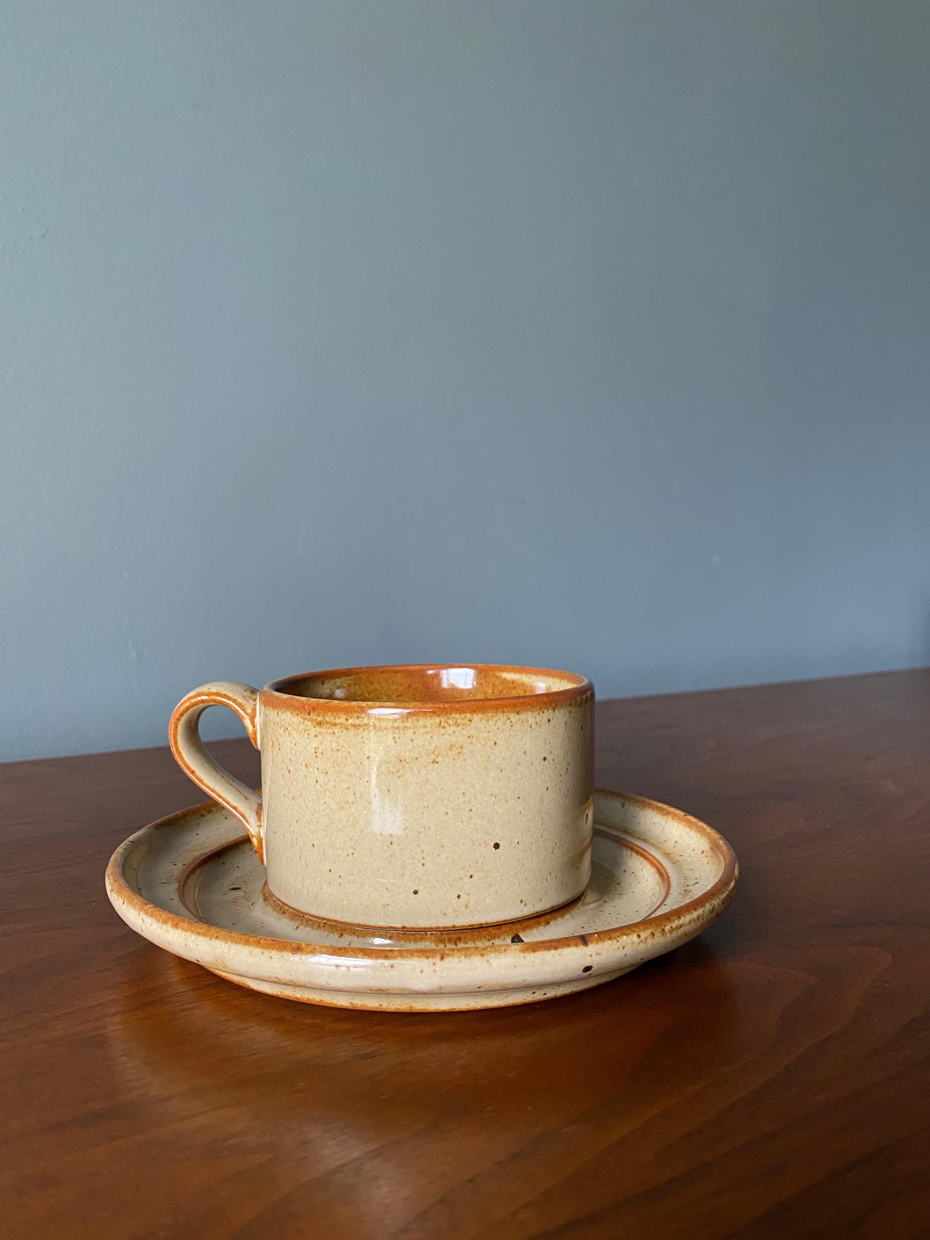 20th Century Vintage Dansk Ceramic Coffee Cup and Saucer Set of 8