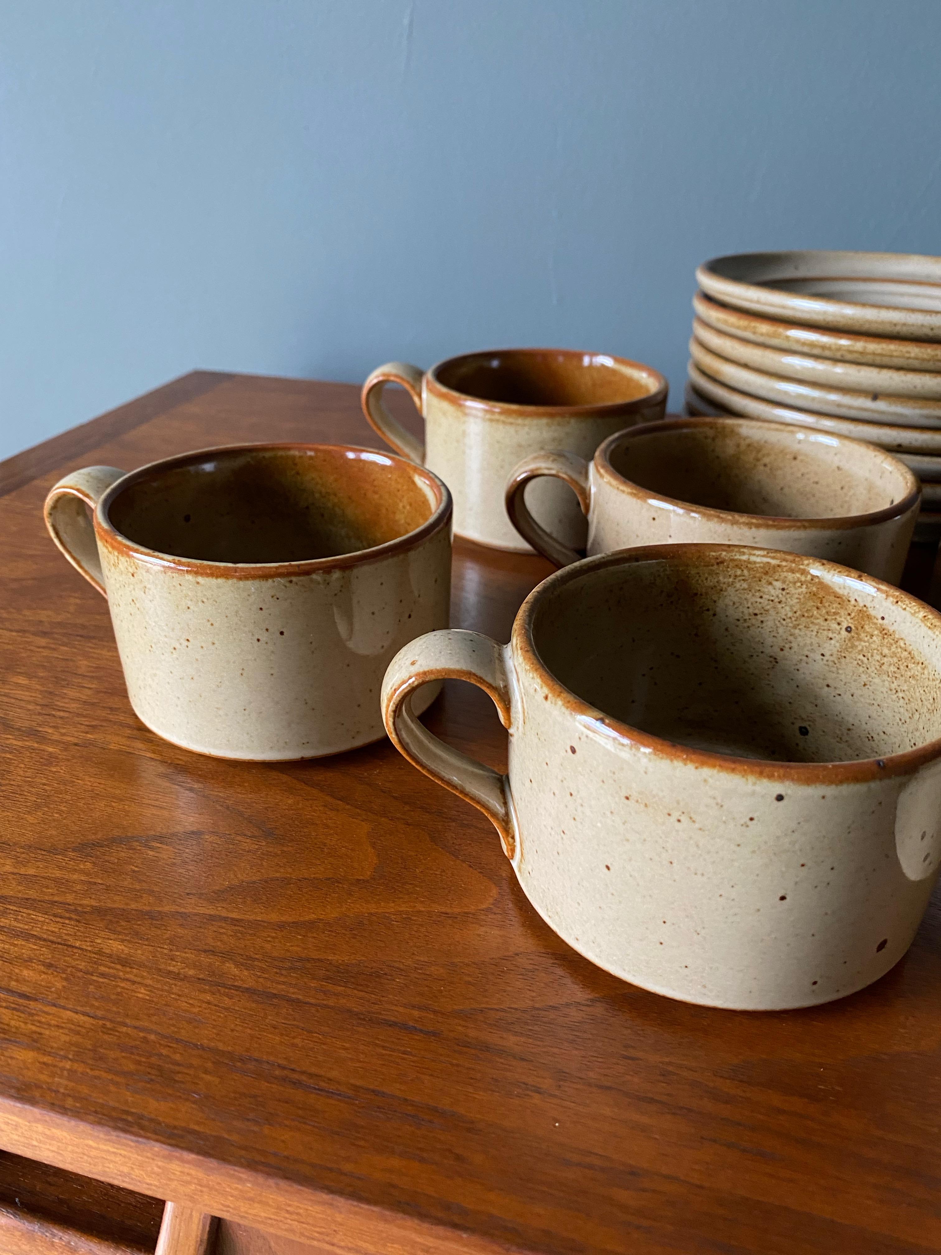 Mid-Century Modern Vintage Dansk Ceramic Coffee Cup and Saucer Set of 8