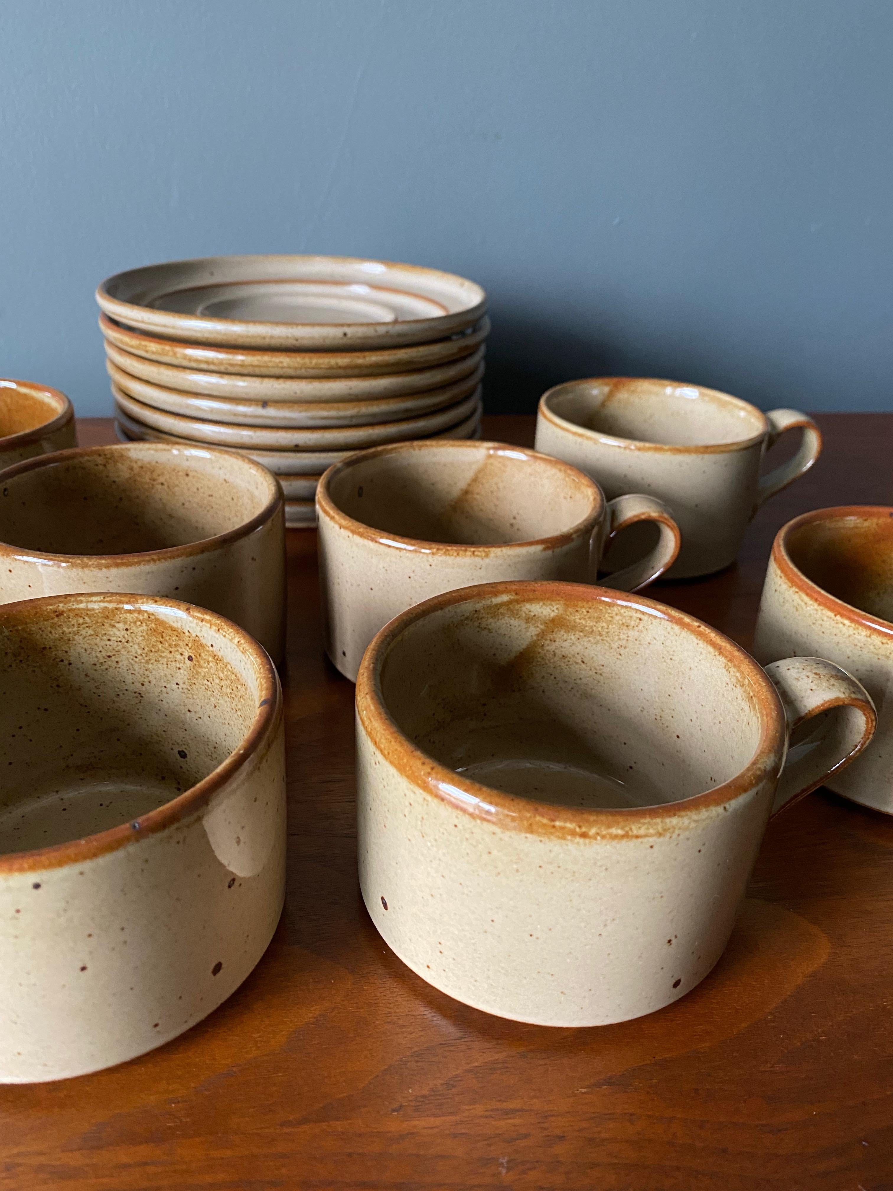 Japanese Vintage Dansk Ceramic Coffee Cup and Saucer Set of 8