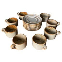 Retro Dansk Ceramic Coffee Cup and Saucer Set of 8