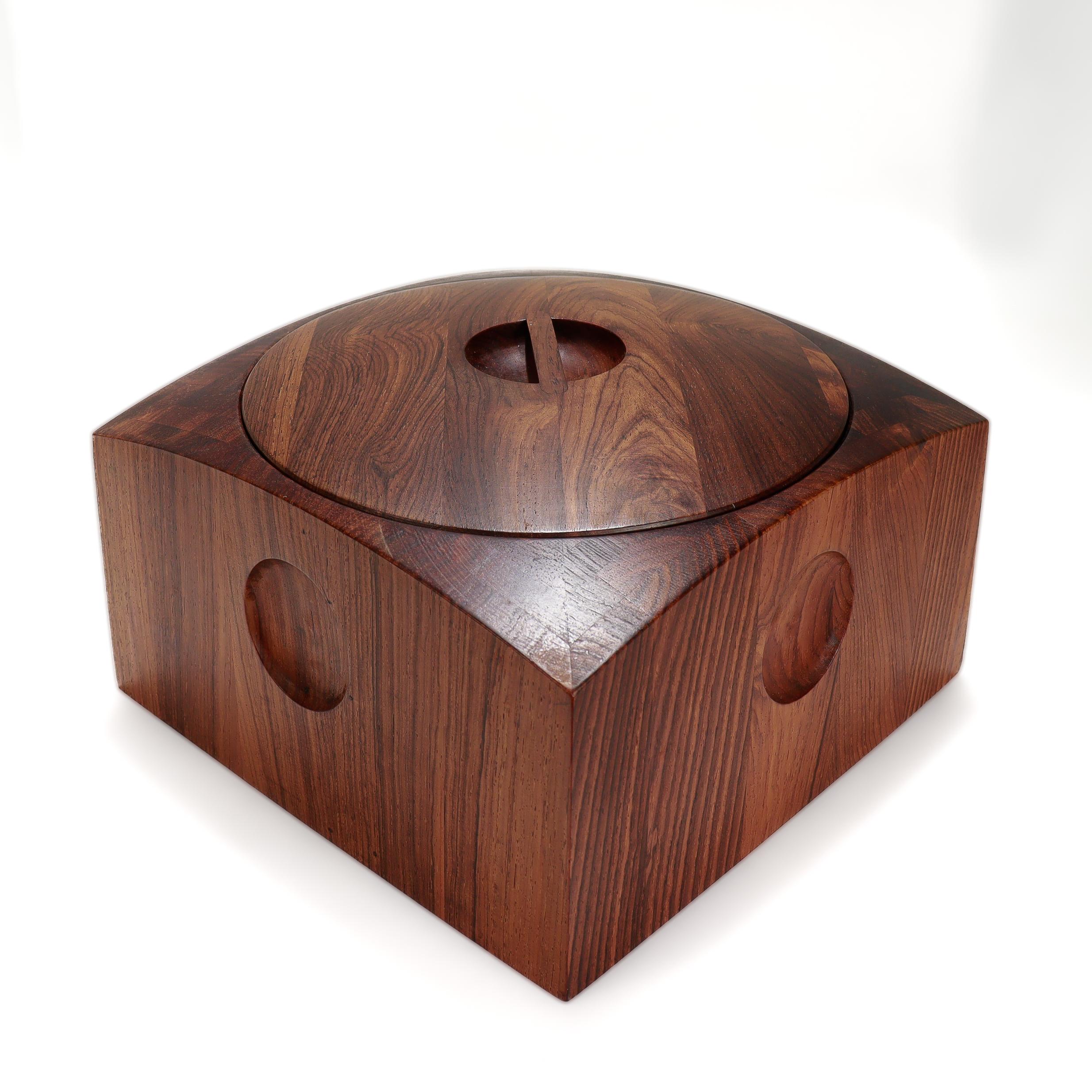 XX secolo Secchiello per il ghiaccio in cocobolo di Jens Quistgaard, vintage Dansk Danish Modern 'Rare Woods' in vendita