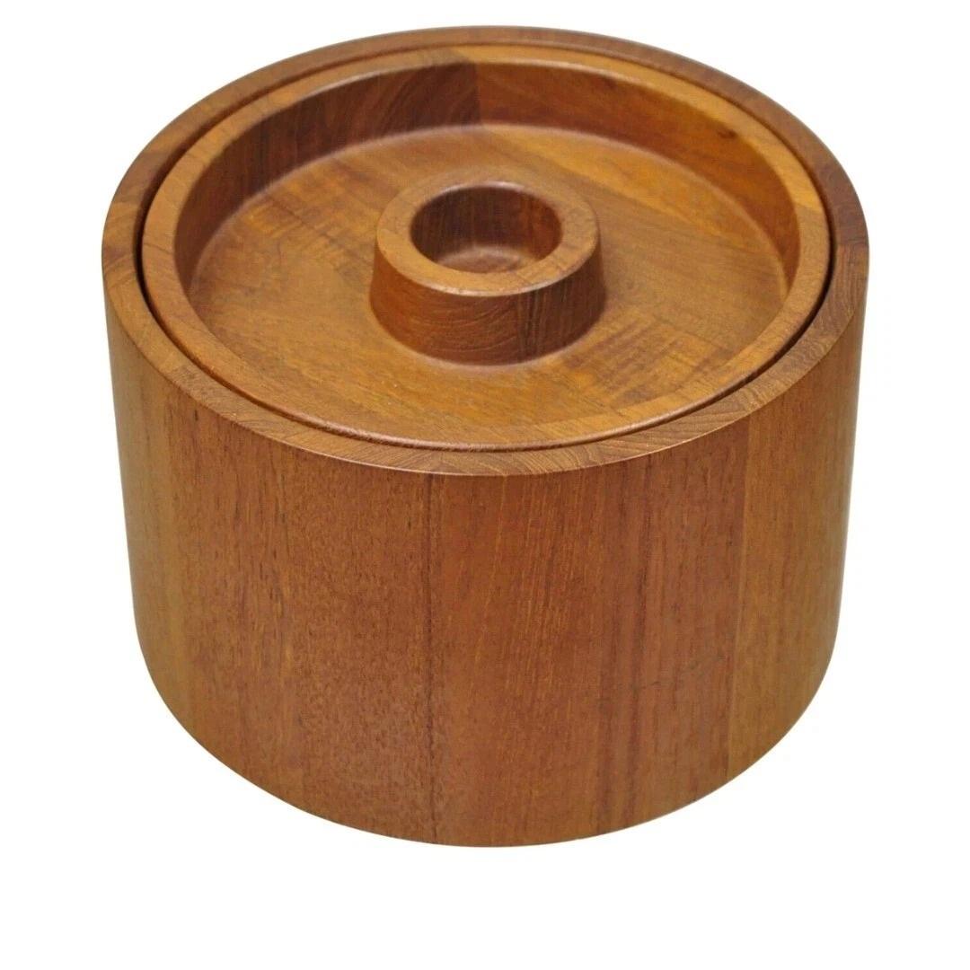 Vintage Dansk Quistgaard Mid Century Danish Modern Teak Wood Lidded Ice Bucket