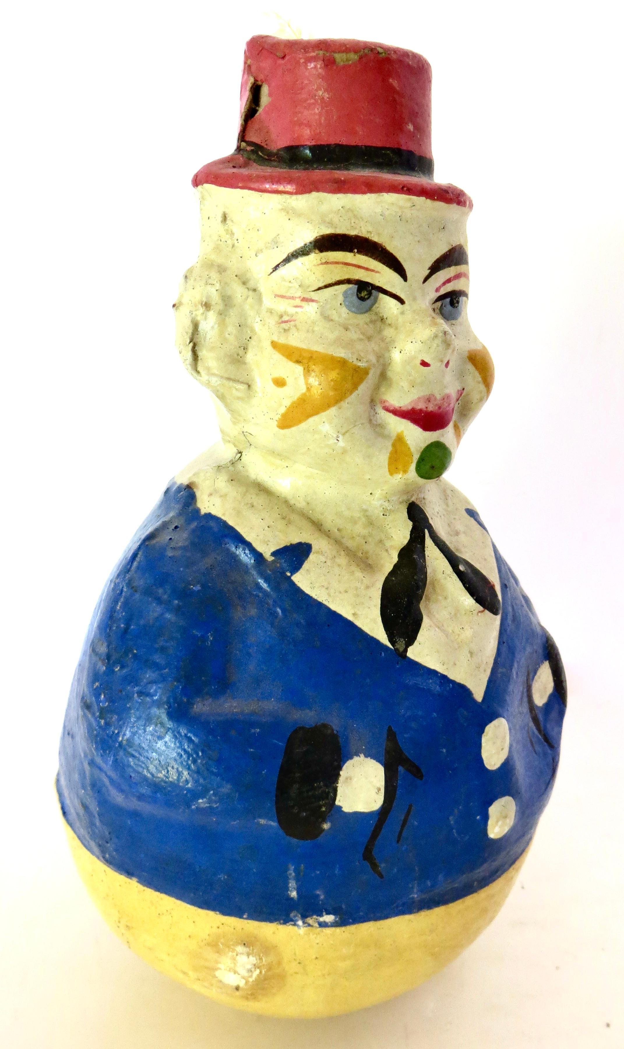 Roly Poly-Spielzeug „Dapper Clown“ im Vintage-Stil; selten. Deutschland um 1915 (Volkskunst) im Angebot