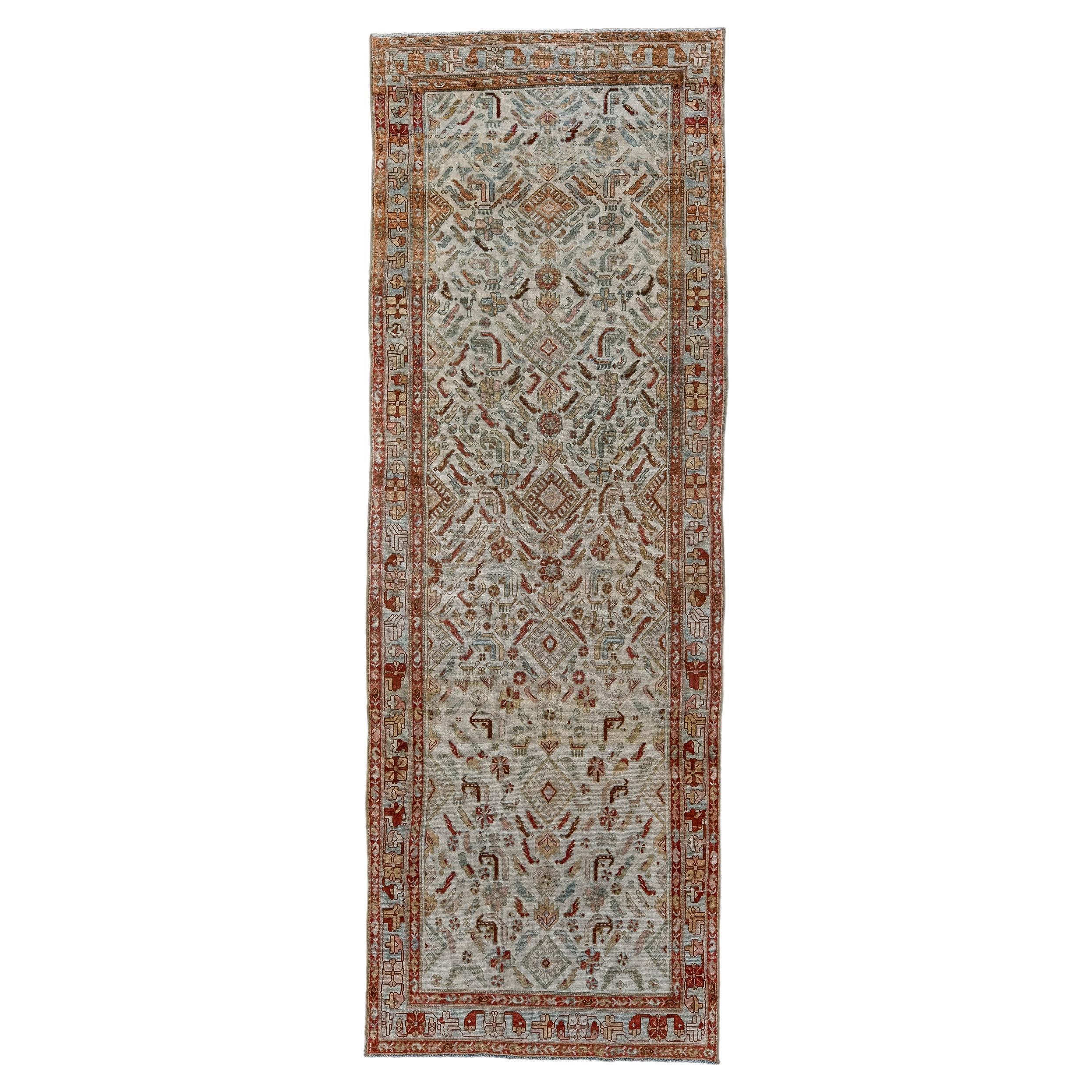 Vintage Dargazin Long Rug with Herati Design For Sale