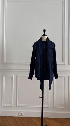 Dries Van Noten - Dark Blue Shirt with attached scarf by 1990s