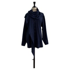 Dries Van Noten - Dark Blue Shirt with attached scarf by 1990s
