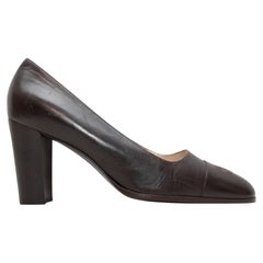 Vintage Dark Brown Chanel CC Leder Pumps Größe 39.5