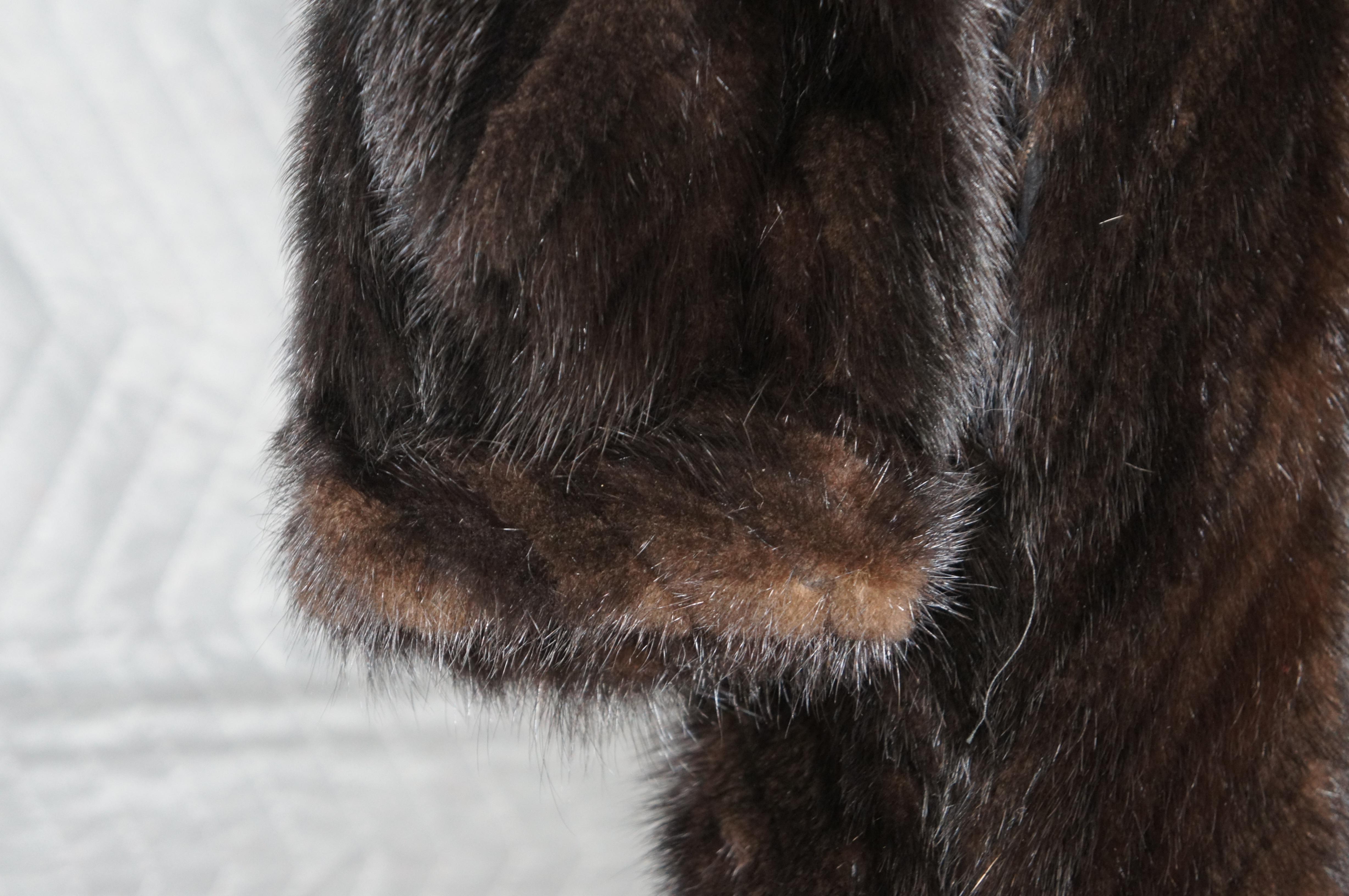 Vintage Dark Brown Full Length Chevron Mink Fur Coat Womens Jacket For Sale 6