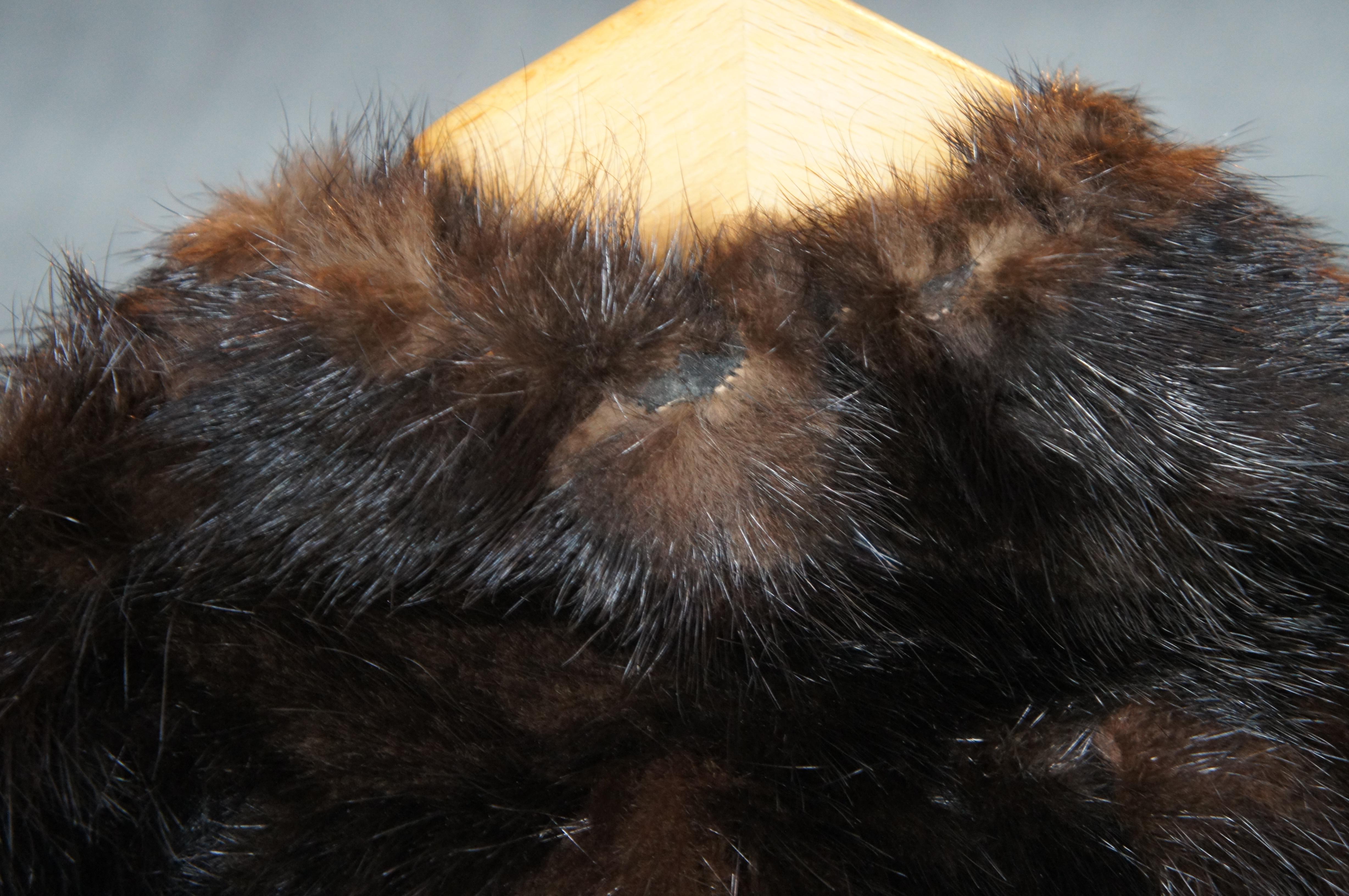 Vintage Dark Brown Full Length Chevron Mink Fur Coat Womens Jacket For Sale 7