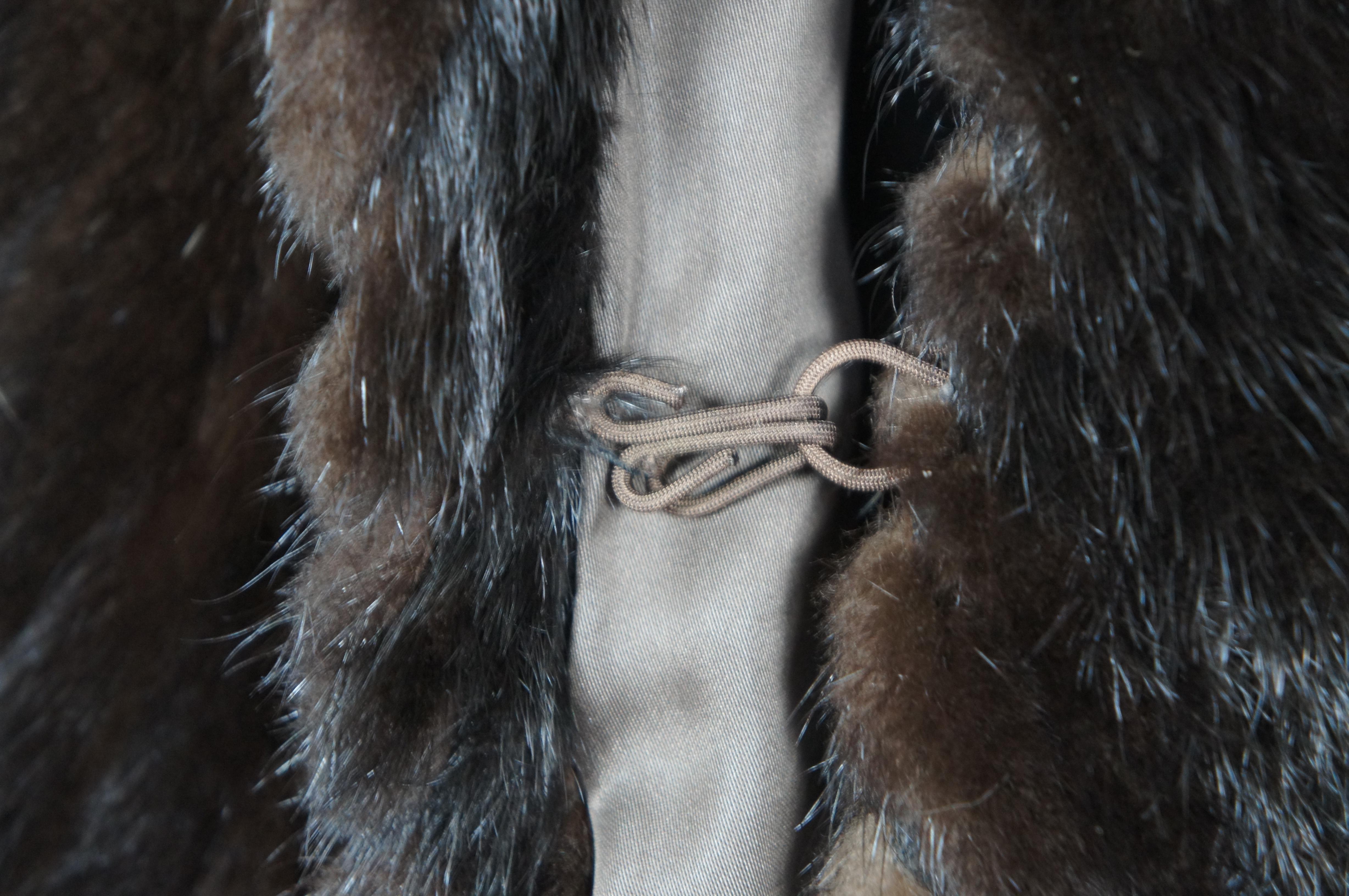 Vintage Dark Brown Full Length Chevron Mink Fur Coat Womens Jacket For Sale 2
