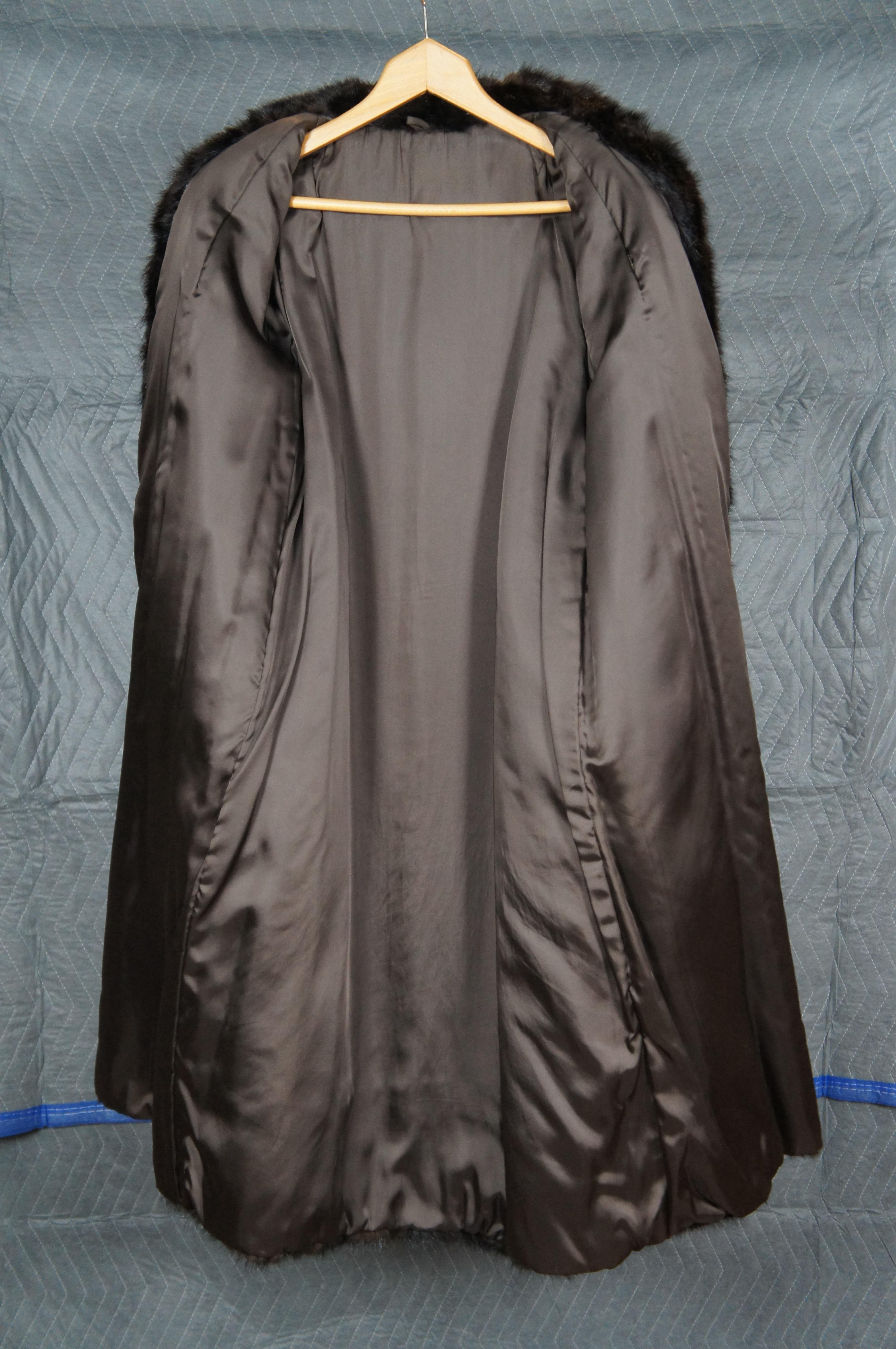 Vintage Dark Brown Full Length Chevron Mink Fur Coat Womens Jacket For Sale 3