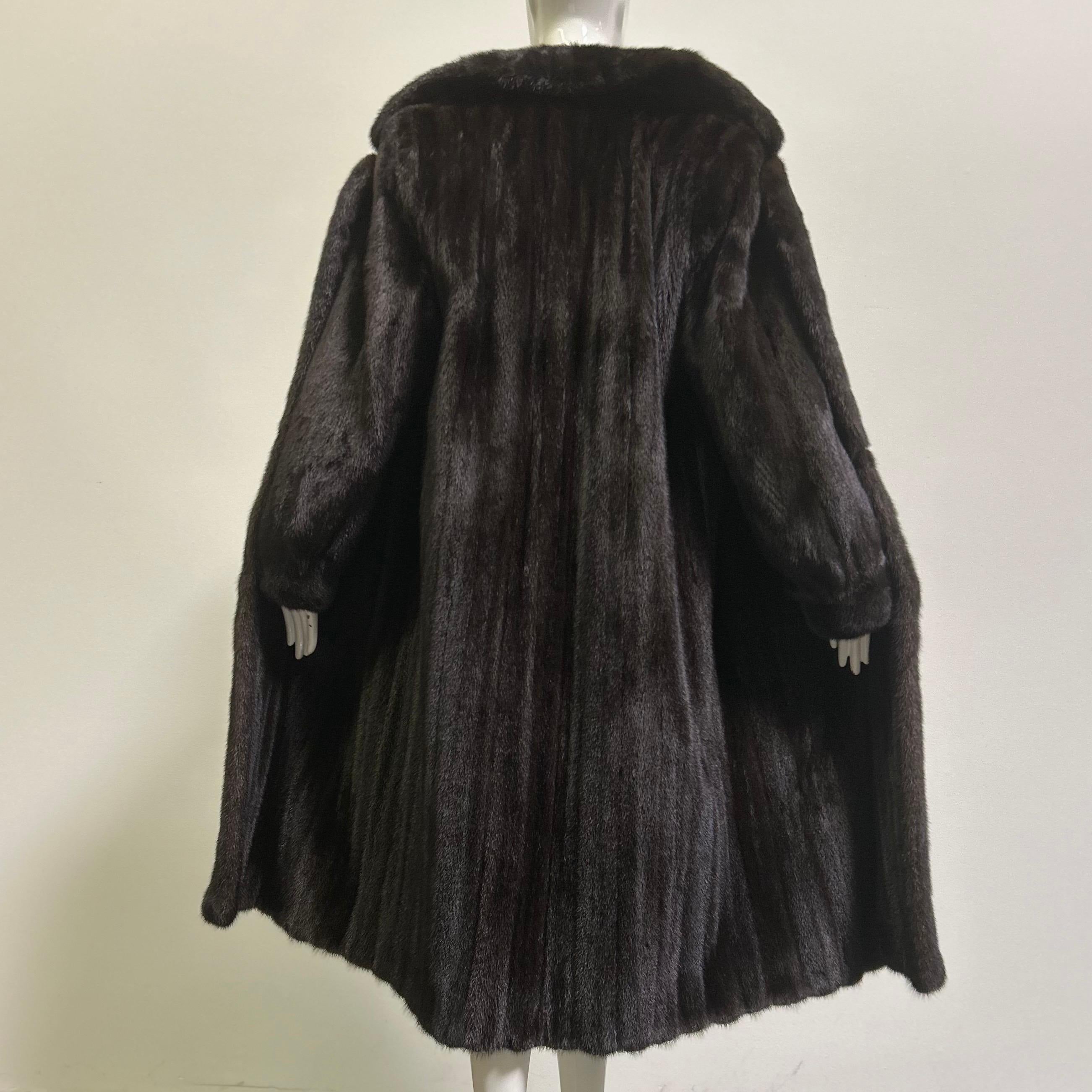 Black Vintage Dark Brown Full Length Mink Fur Coat For Sale