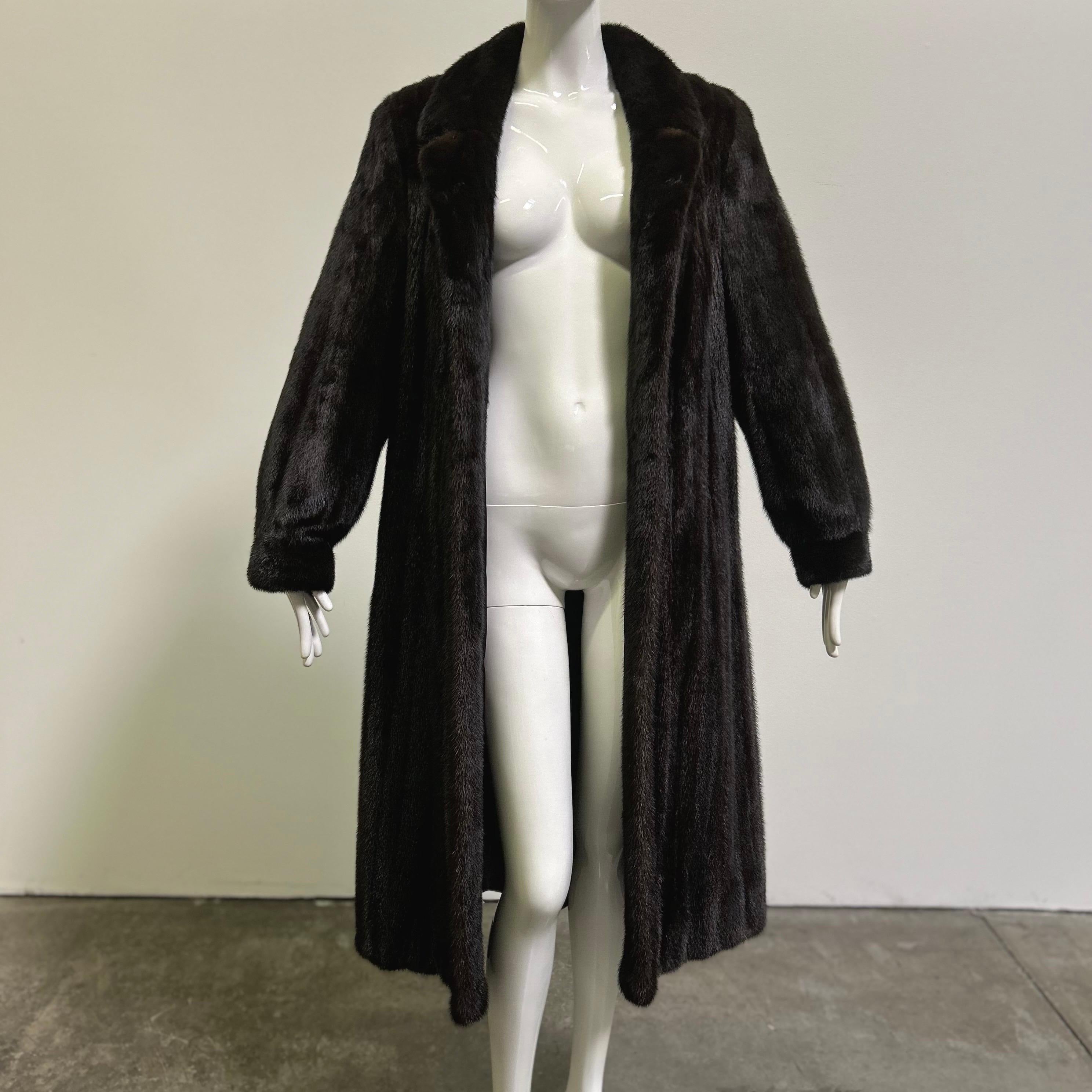 Vintage Dark Brown Full Length Mink Fur Coat For Sale 1