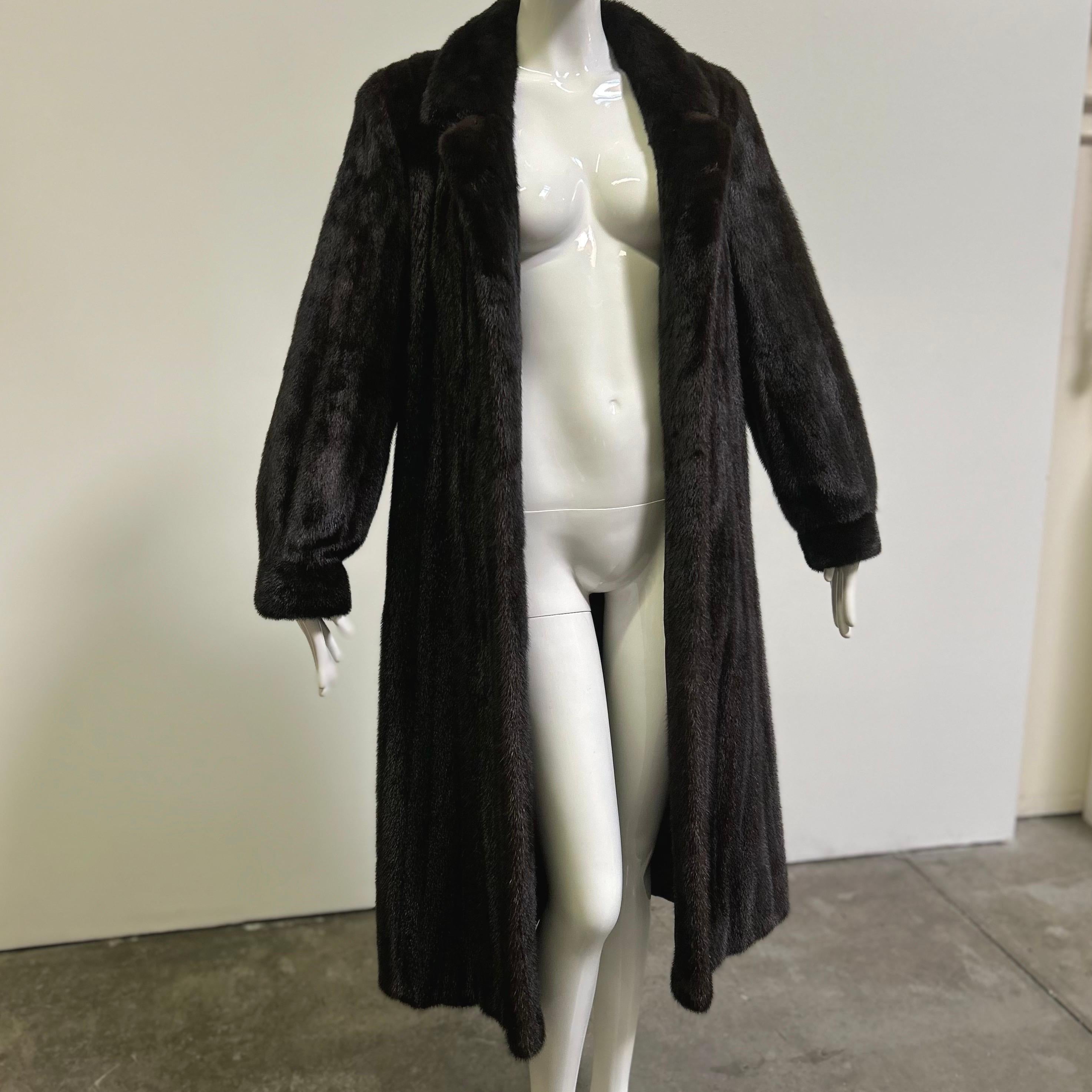 Vintage Dark Brown Full Length Mink Fur Coat For Sale 3