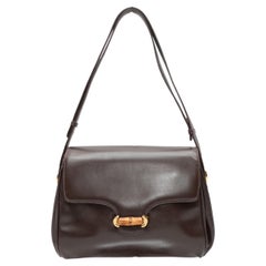 Vintage Dark Brown Gucci 1980s Leder Umhängetasche