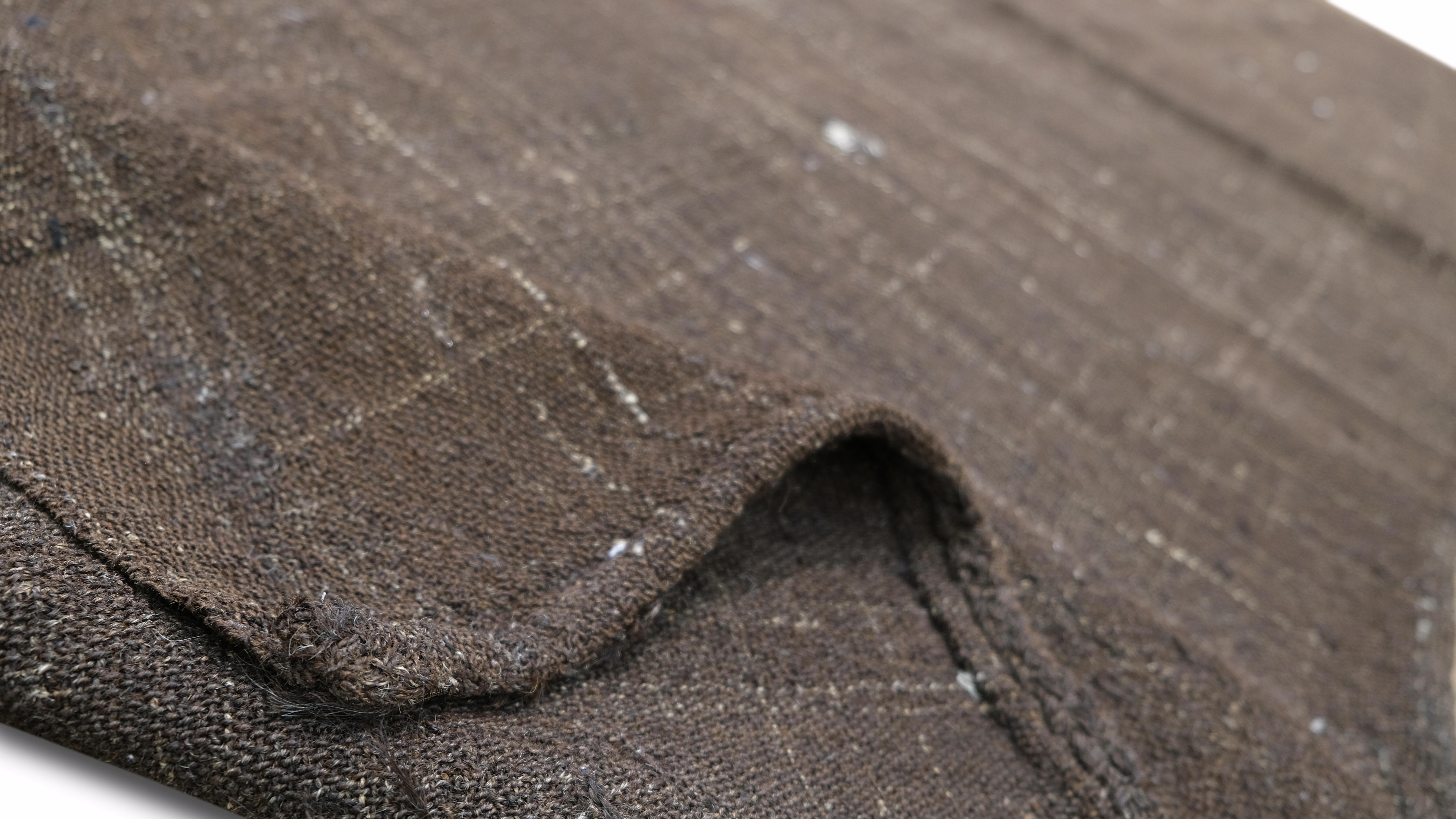 Modern Vintage Dark Brown Hand-Woven Goat Hair Kilim 10'x12'5'' For Sale