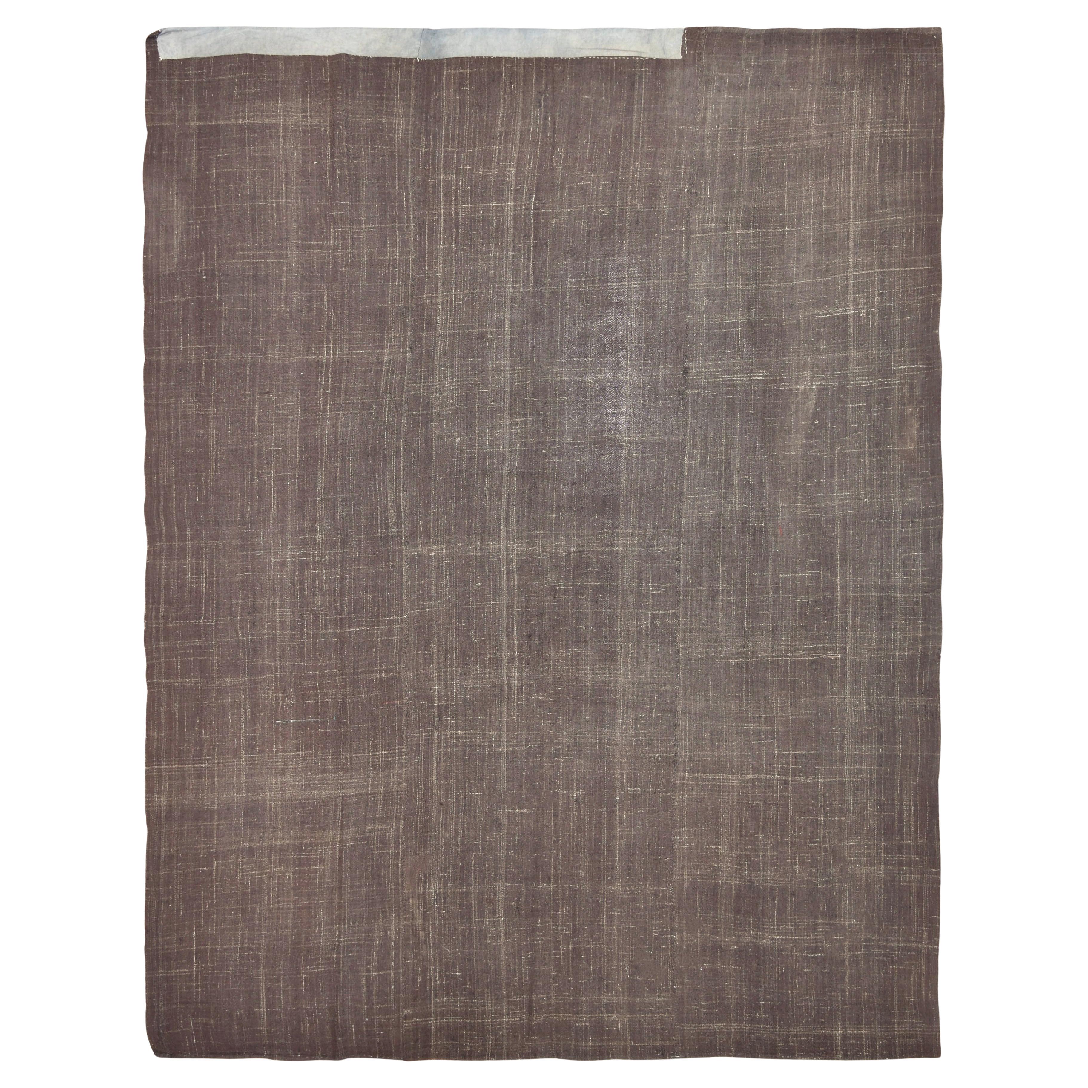 Vintage Dark Brown Hand-Woven Goat Hair Kilim 10'x12'5'' For Sale