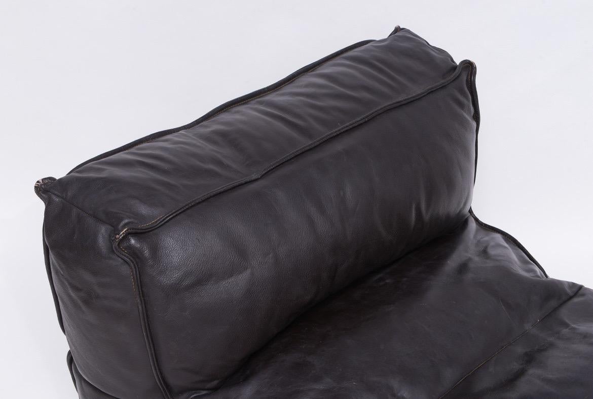 Vintage Dark Brown Leather Canapés, Daybed, Lounge Chairs For Sale 6