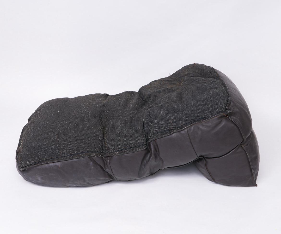20th Century Vintage Dark Brown Leather Canapés, Daybed, Lounge Chairs For Sale