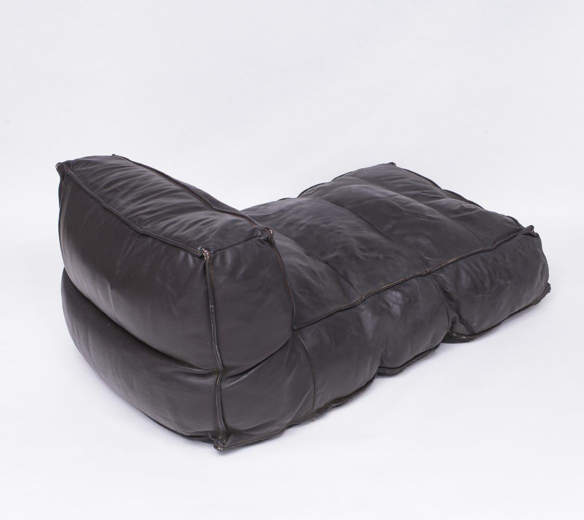 Vintage Dark Brown Leather Canapés, Daybed, Lounge Chairs For Sale 1