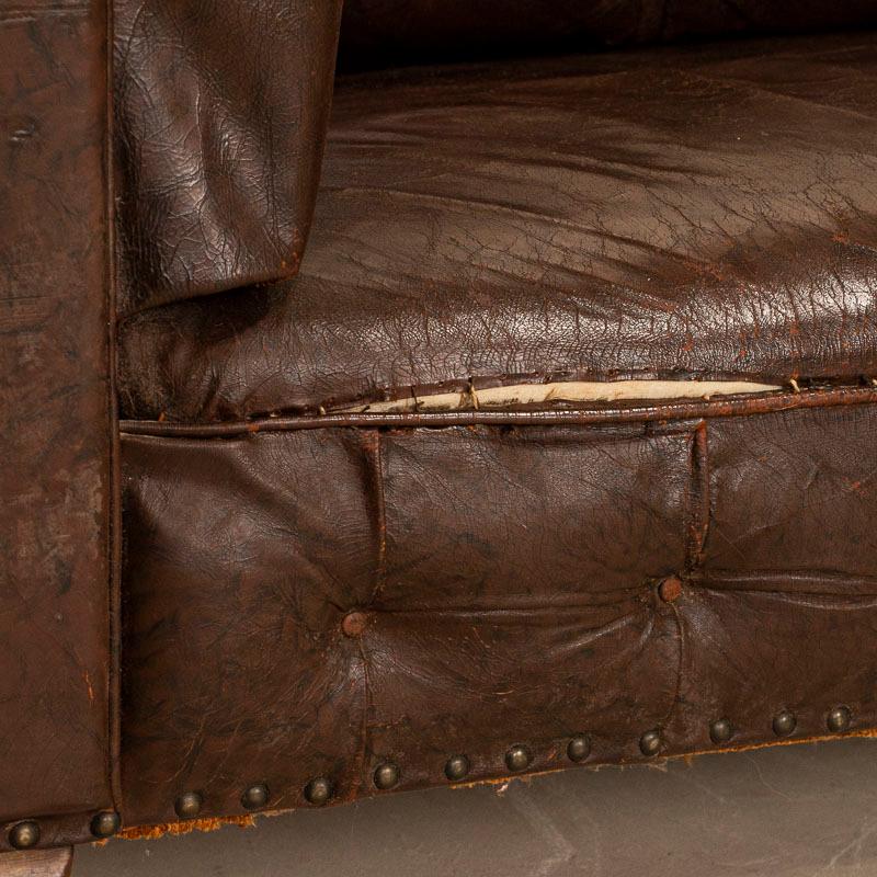 Vintage Dark Brown Leather Sofa Loveseat 4