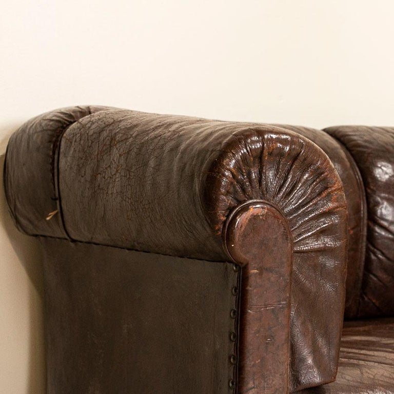 Vintage Dark Brown Leather Sofa Loveseat at 1stDibs