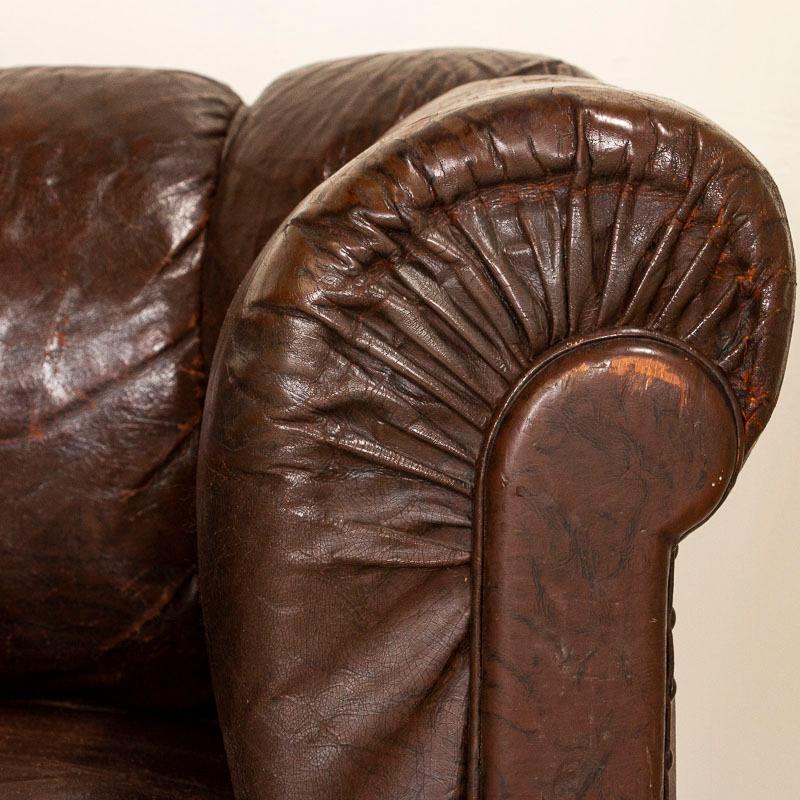 Vintage Dark Brown Leather Sofa Loveseat 1