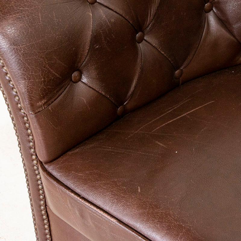 Vintage Dark Brown Leather Sofa Loveseat from England In Good Condition In Round Top, TX