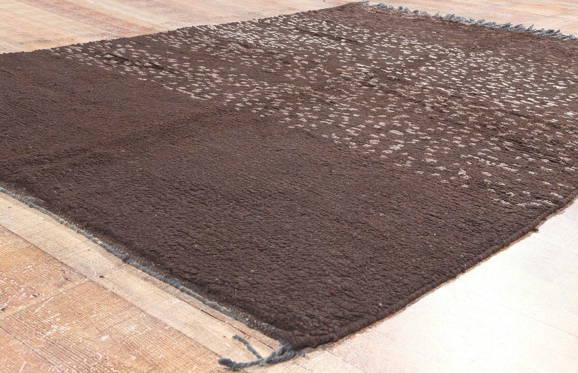 20th Century Vintage Dark Brown Moroccan Rug, Berber Tribe Enchantment Meets Biomimicry  For Sale