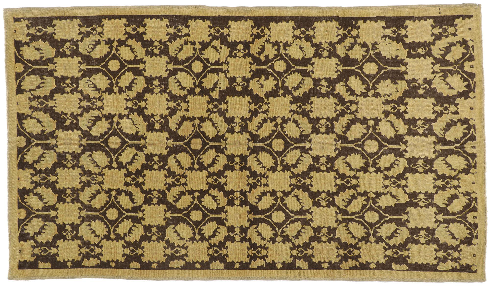Vintage Dark Brown Turkish Oushak Carpet For Sale 4