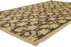 Vintage Dark Brown Turkish Oushak Carpet