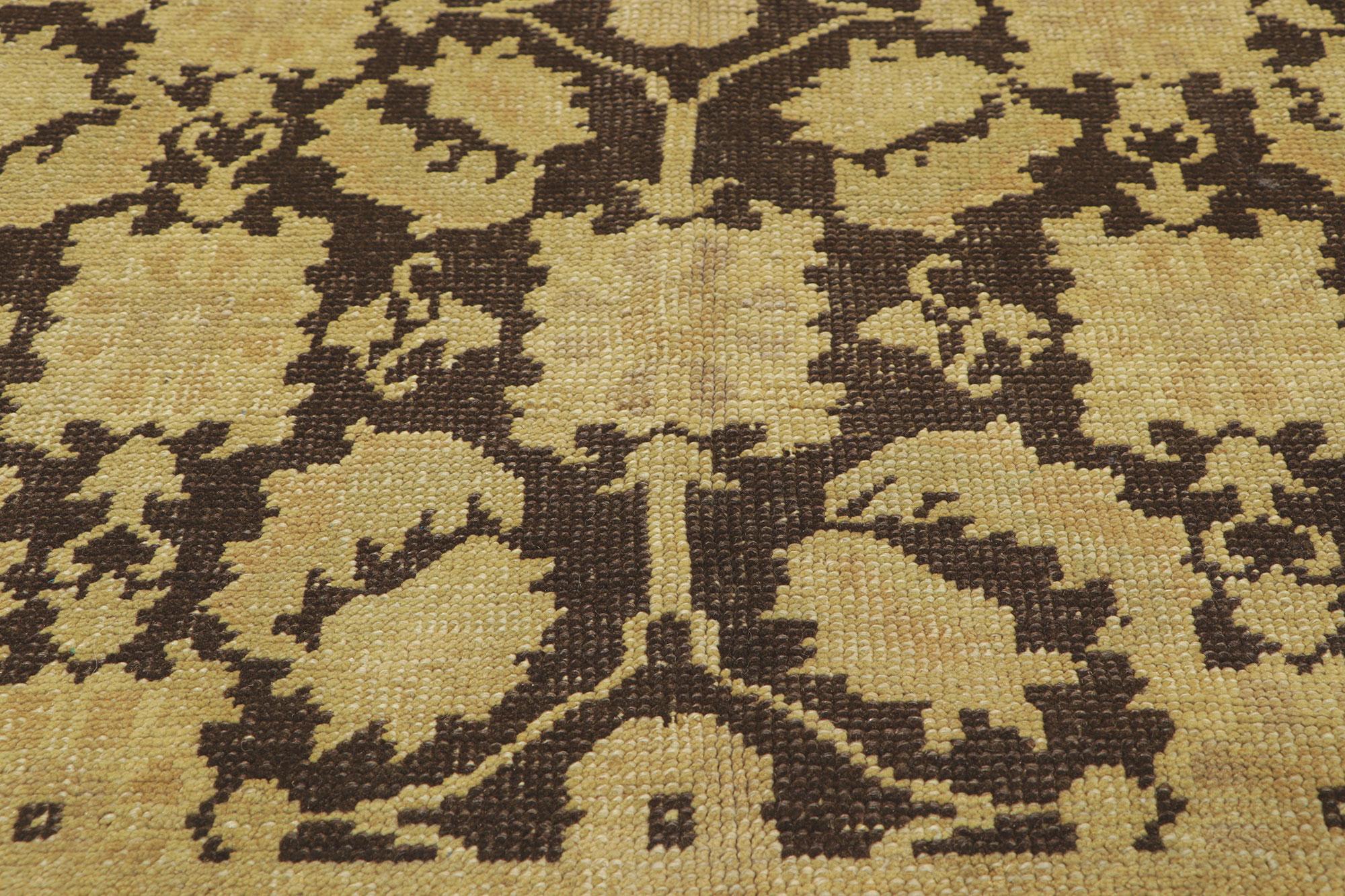 20th Century Vintage Dark Brown Turkish Oushak Carpet For Sale