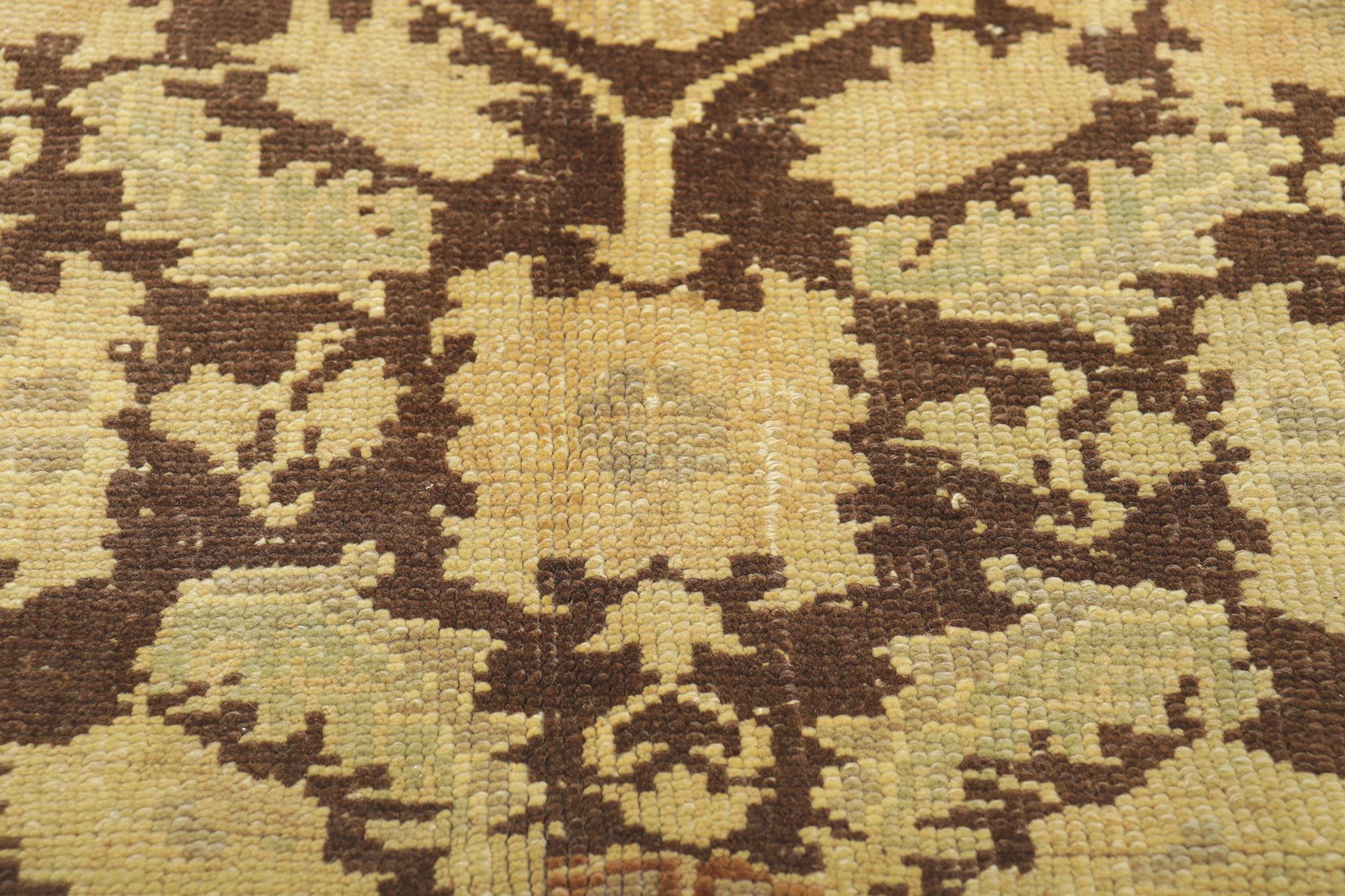 Tapis turc Oushak vintage brun foncé Bon état - En vente à Dallas, TX