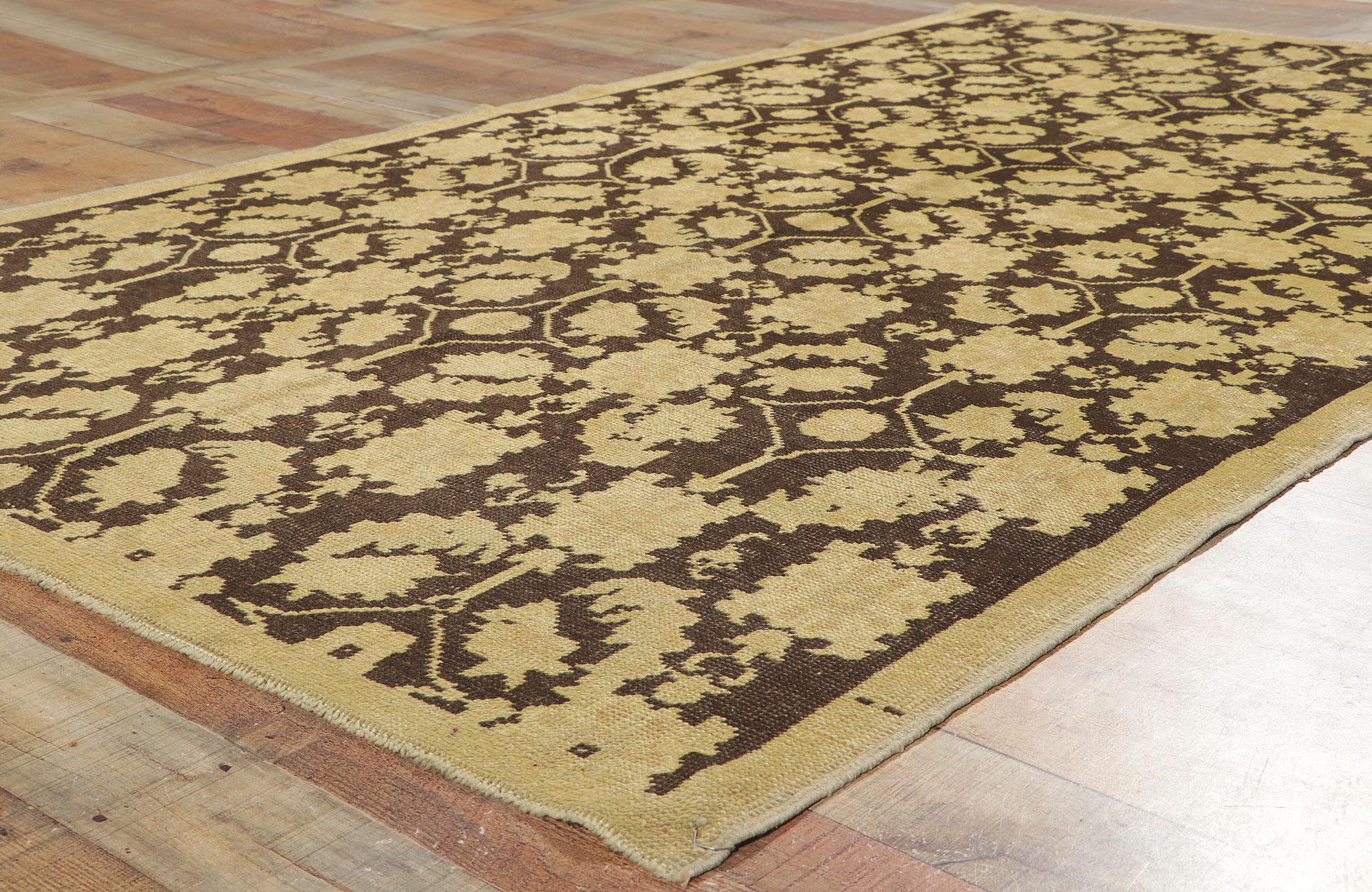 Vintage Dark Brown Turkish Oushak Carpet For Sale 1