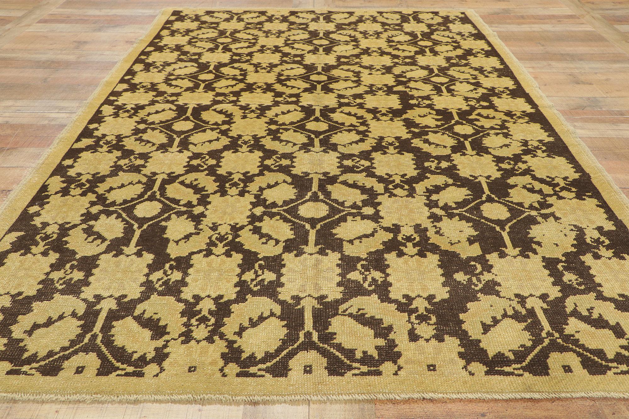 Vintage Dark Brown Turkish Oushak Carpet For Sale 2