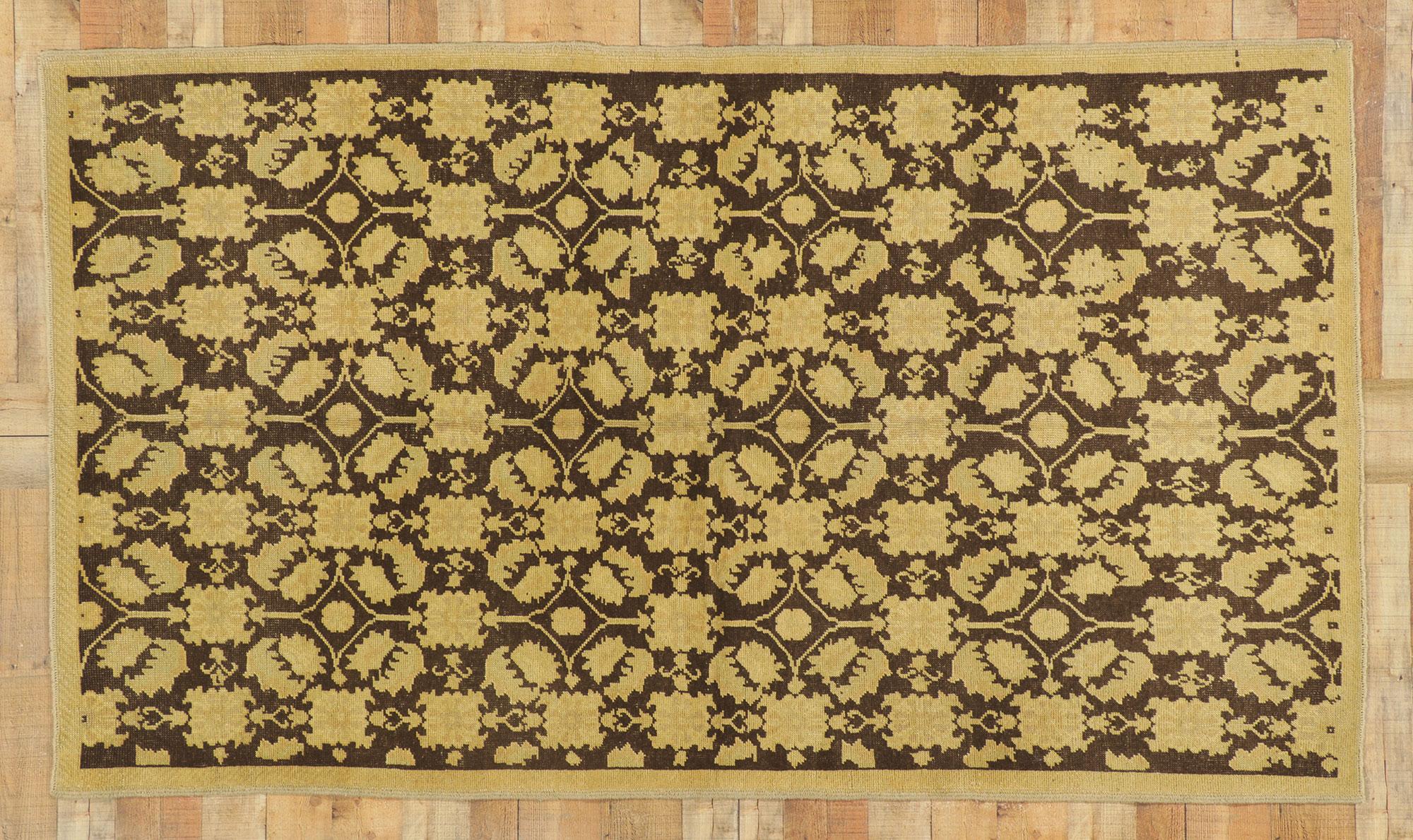 Vintage Dark Brown Turkish Oushak Carpet For Sale 3