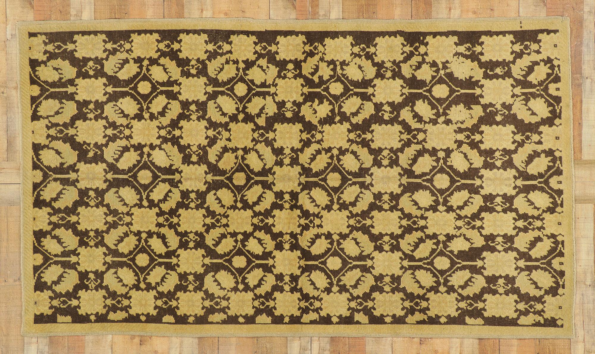 Vintage Dark Brown Turkish Oushak Carpet For Sale 3