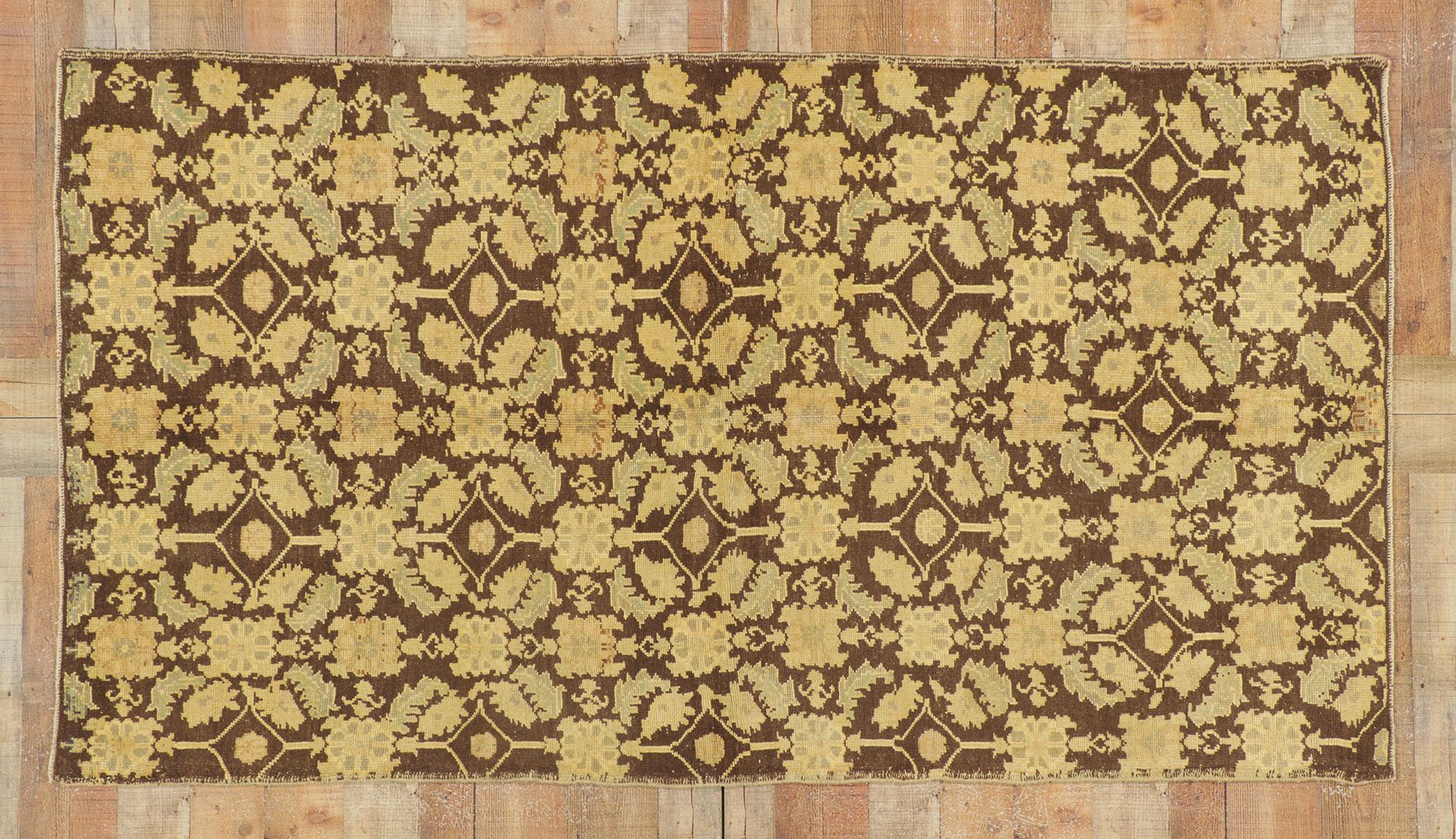 Vintage Dark Brown Turkish Oushak Carpet For Sale 3
