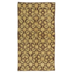 Vintage Dark Brown Turkish Oushak Carpet